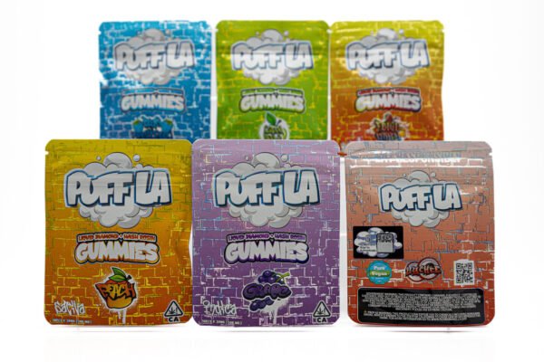 PUFF LA – GUMMIES – LIQUID DIAMOND + HASH ROSIN INFUSED – 500MG (10 PIECES PER PACKAGE – 50MG PER PIECE)BULK