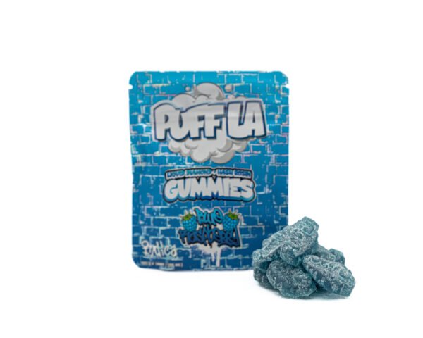 PUFF LA – GUMMIES – LIQUID DIAMOND + HASH ROSIN INFUSED – 500MG-BLUE RASBERRY